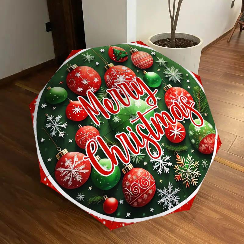1pc Christmas ornaments background Umbrella with Plastic Handle,Suitable for All Seasons Home Travel Outdoor UmbrellaDD249