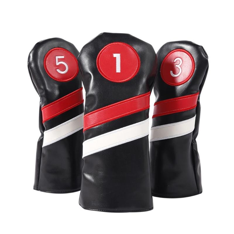 3Pcs Driver/Fairway Wood/Hybrid Club Head Cover Set Leather Golf-Club Headcovers Portable Golf Accessories for Women Men