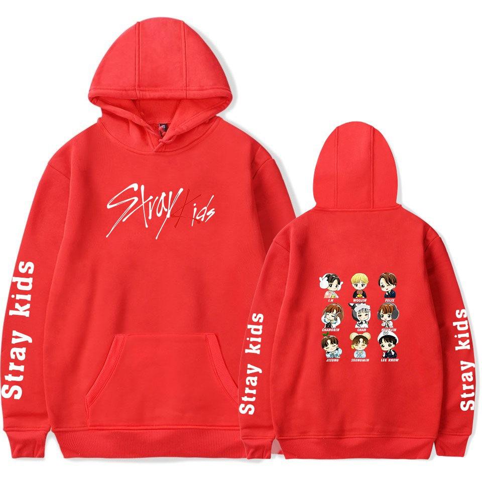 

HOT Fashion Unisex Stray Kpop Printed Pullovers Hoodies Sweatshirt Outdoor Sport Hoodie Plus Size XXS червоний
