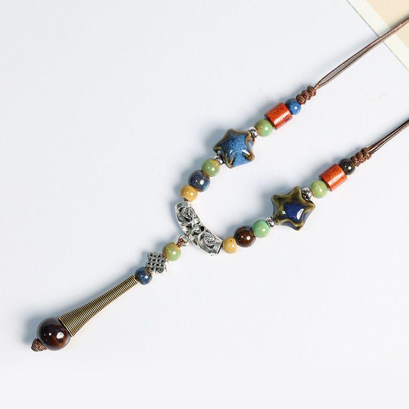 

Этнический Стиль Темперамент Дикий Керамическое Ожерелье Женское Цзиндечжэнь Цепочка для Свитера Длинное Ханская Китайская Одежда Ципао Национальный Тренд Стиль Украшение Flower Glaze Gem Blue