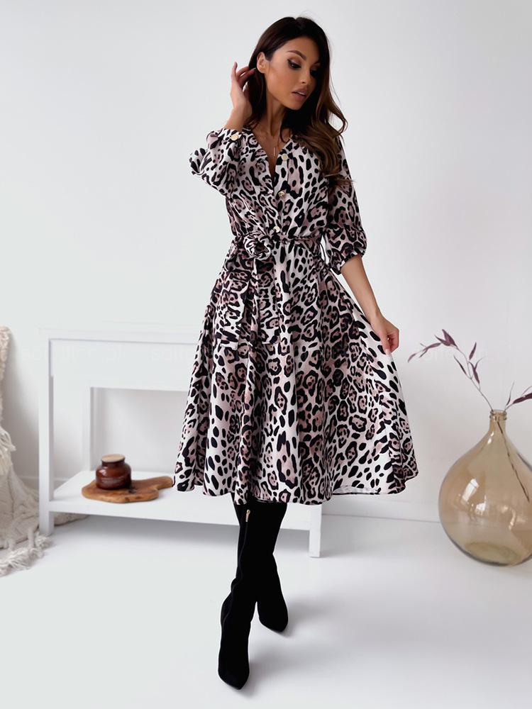 2024 Autumn European & American Fashion Long-Sleeve Printed Dress
