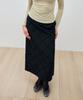 Mais Diamond Nylon Maxi Skirt / Black