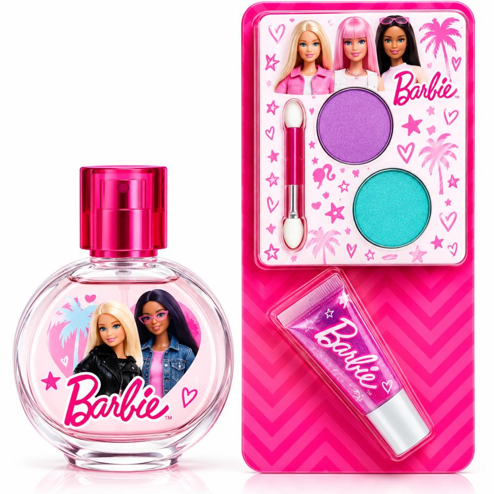 Barbie Kosmetikset - Eau de Toilette + Lipgloss + Lidschatten 3 pièce