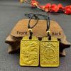 Gold Plated Chinese Zodiac Pendant Necklace Engraved Auspicious Patterns Adjustable Rope For Daily Wear Gifting