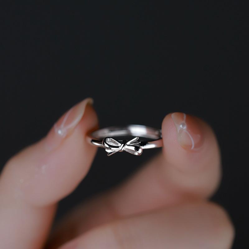 Minimalist Geometric Bow Knot Ring for Women Sweet Simple Band Finger Ring Cute Fresh Jewelry