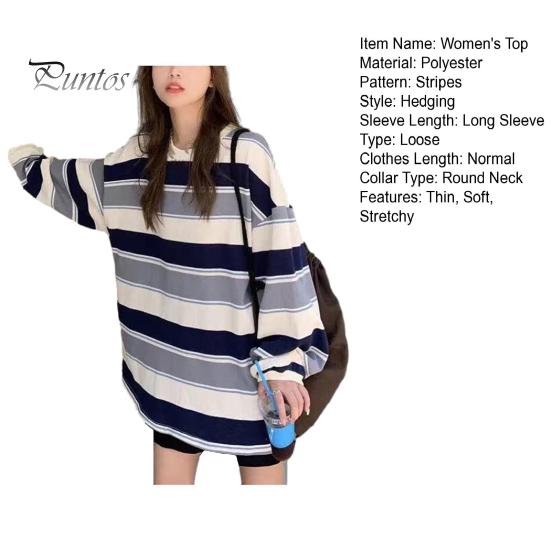 Belly-hiding Women Top Striped Thin Pullover Sweatshirt Soft Stretchy And Stylish Flattering Loose Fit Women's for Maximum Comfort
