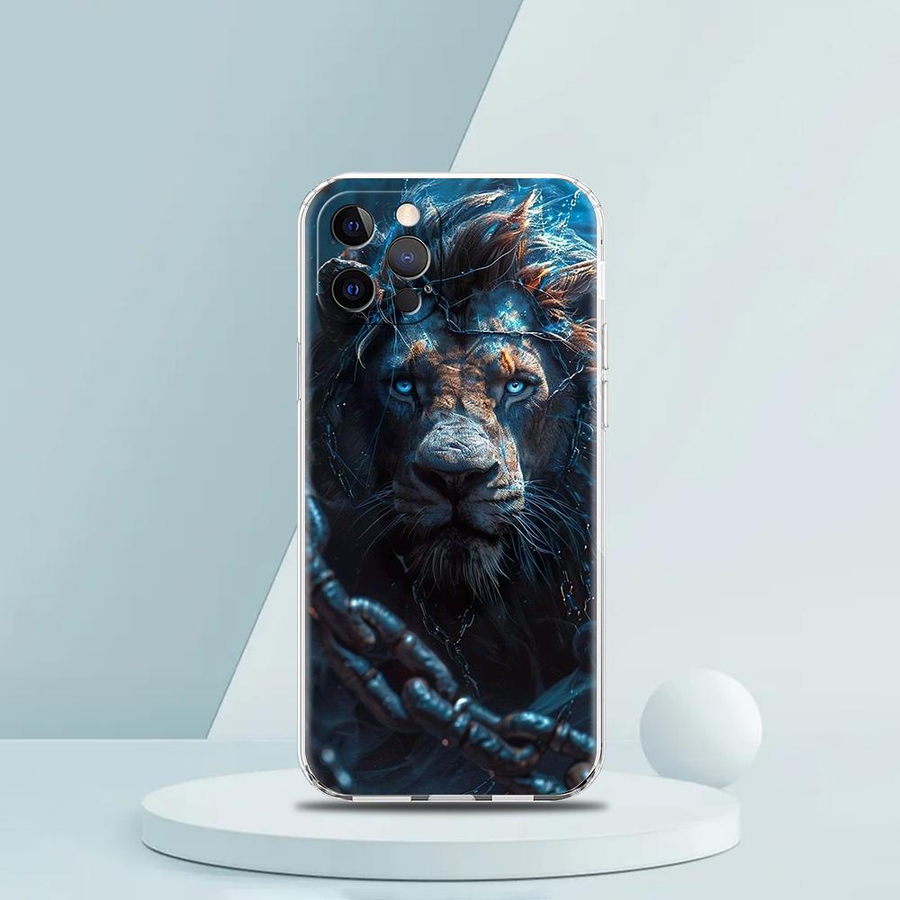 

Lion Pattern Soft Transparent Phone Case Cover for iPhone 16 15 14 13 12 11 Pro Max XR 8 7 Plus XS Max Shockproof Shell Capa Bag iPhone 8 7