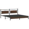 Metal Bed Frame without Mattress Brown Oak Effect 193 x 201 cm