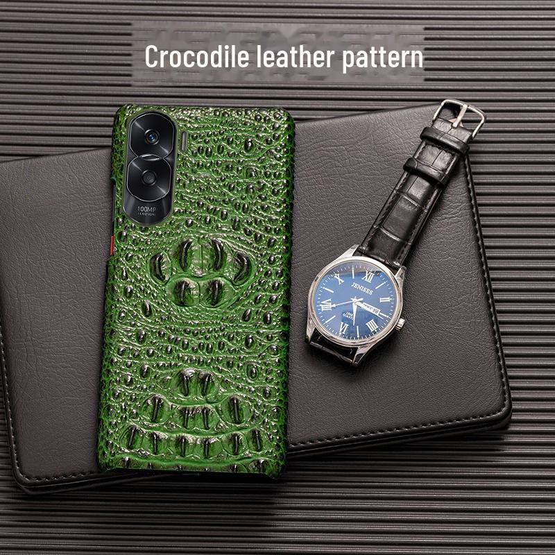 Honor X50 Genuine Leather Crocodile Skull Half-Cover Case for Protection.