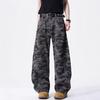 American Retro Camouflage Wide-leg Jeans Men's Trendy Brand Scimitar Logging Pants Loose Tooling Straight Casual Long Pants