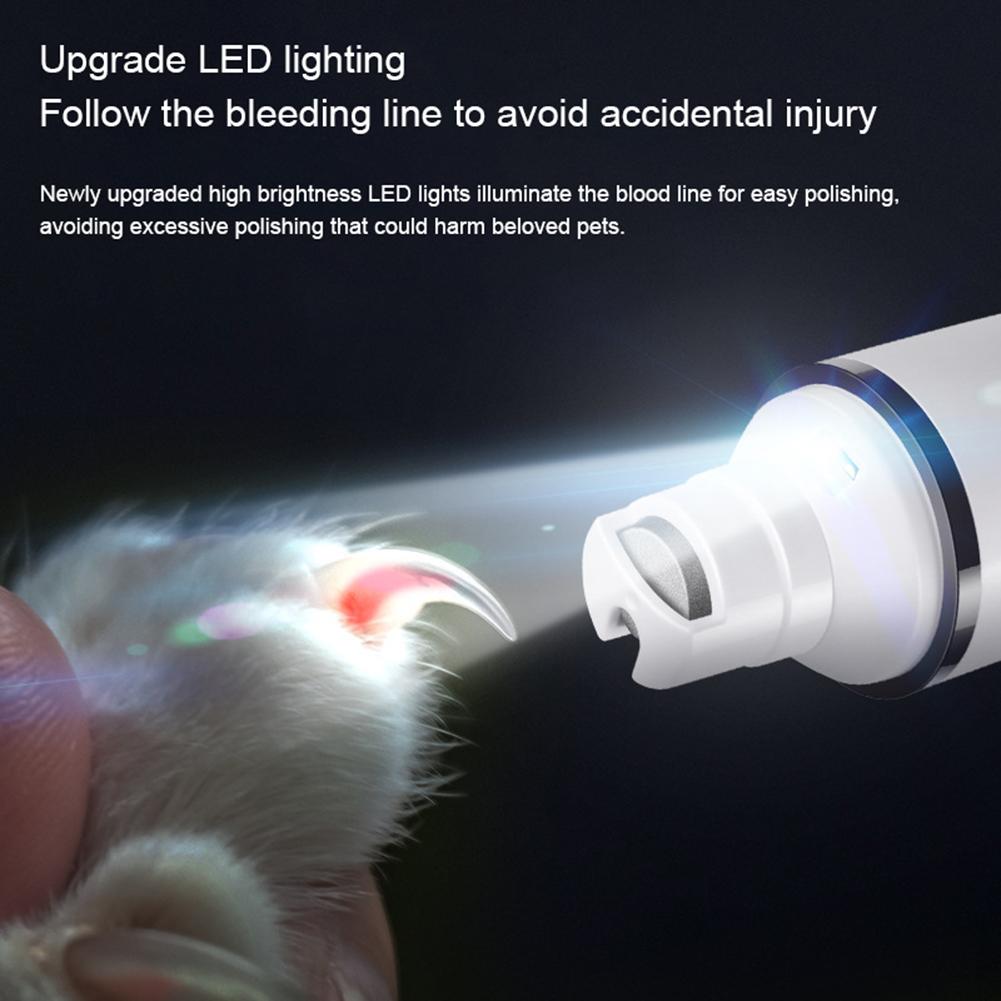 Pet Nail Grinder With LED Light Professional Rechargeable Pet Paws Grooming Tool For Small Medium Large Pet Nail Clippers