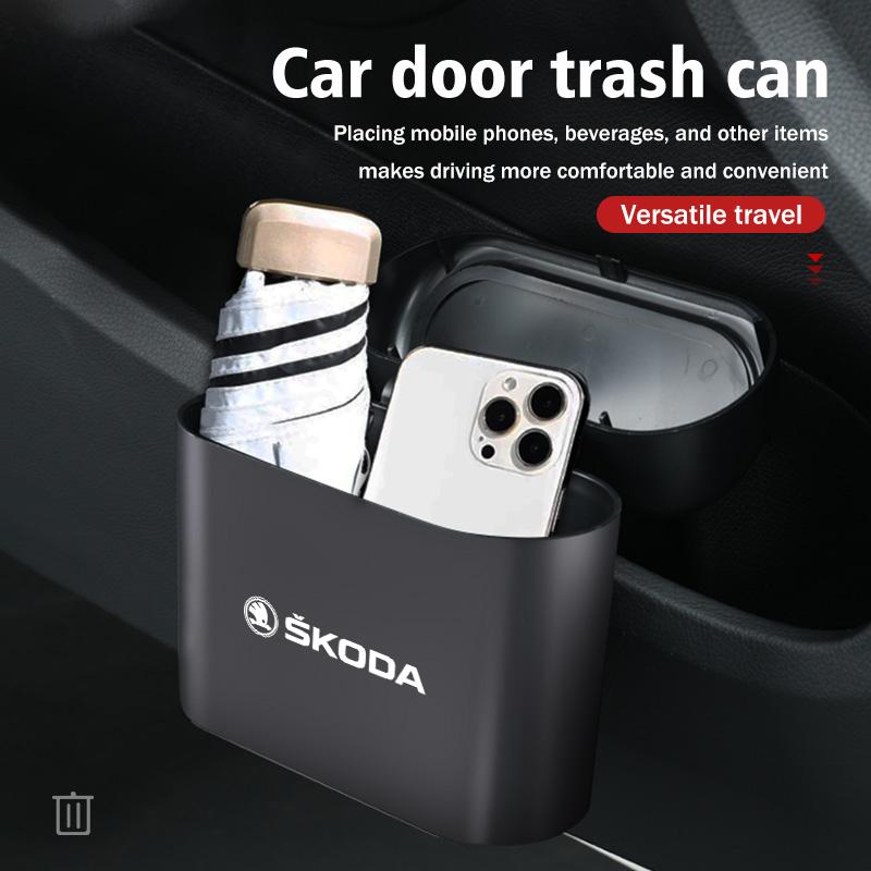 Car Garbage Can Storage Box Rubbish Organizer Trash Bin For Skoda VRS Superb Yeti Octavia Enyaq Rapid Karoq Derivati Xkbf53
