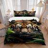 3Pcs Tiger Print Printed Bedding Set, Breathable And Soft,(Includes 1 Duvet Cover And 2 Pillowcases, Quilt Not Included) Yy250815181