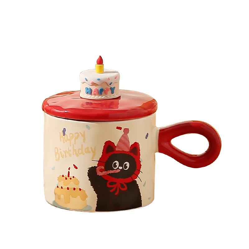Cute Cat Birthday Gift Mug High Value Gift Box for Office Girl Water Cup for Best Friend Souvenir