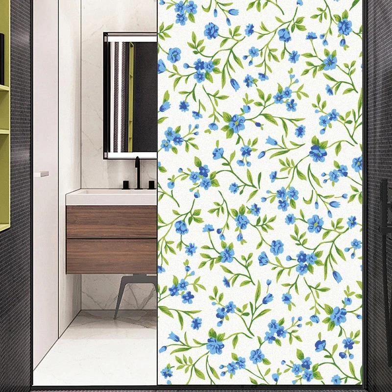 Flower Plants Window Film Privacy Static Clings Decorative Sun Blocking Non-Adhesive Anti-UV Glass Stickers for Home