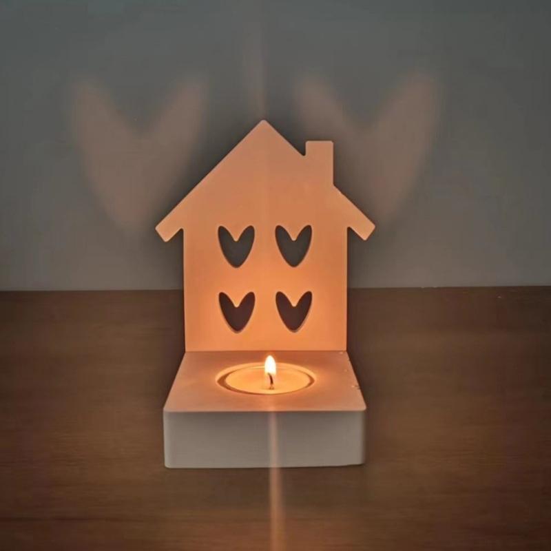 Love House Candle Holder Mold with Base for Making Candle Holder Tealight Holder Decorations Gypsum Ornament