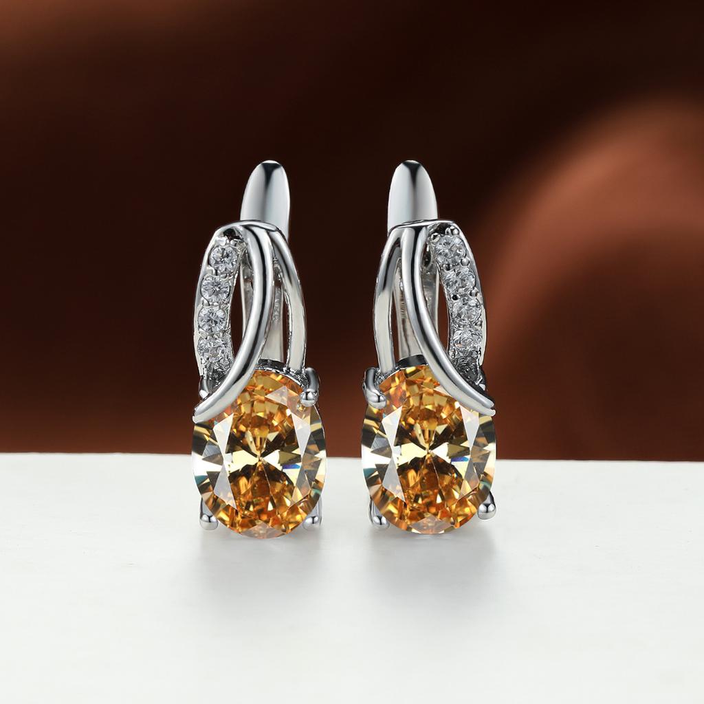 Popular Champagne Gold Oval Navy Blue Earrings for Women Simple and Personalized Temperament