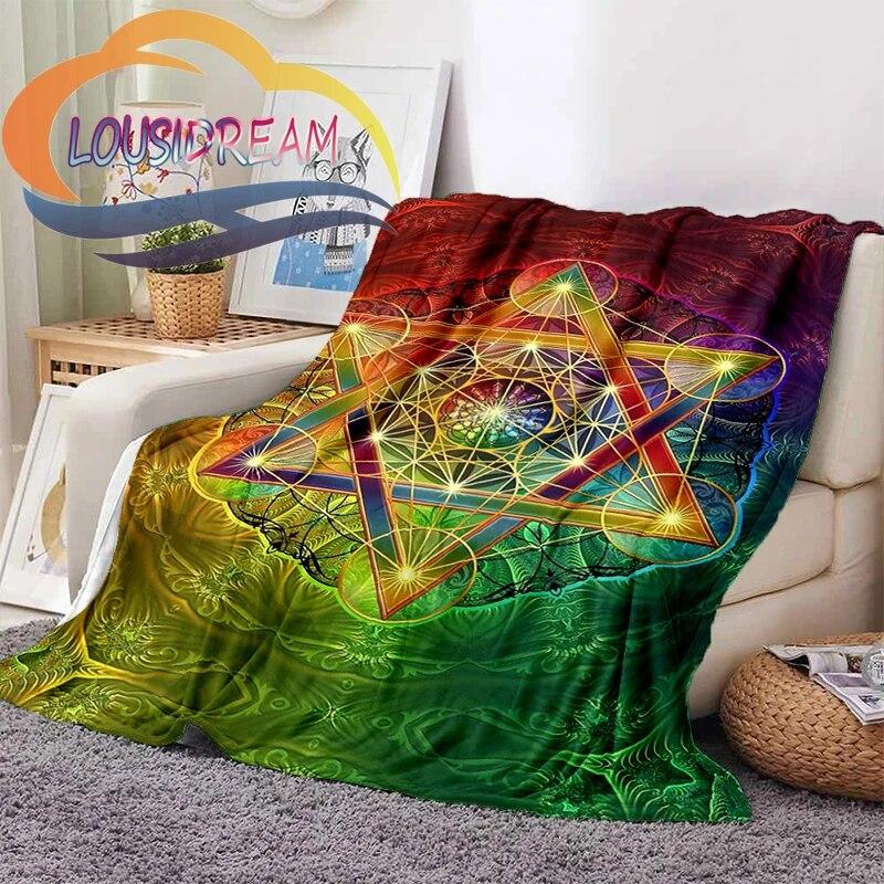 Flower of Life and Dature Stramonium Datura Flannel Warm Soft Fashion Blanket Plush Sofa Bed Throw for Picnic