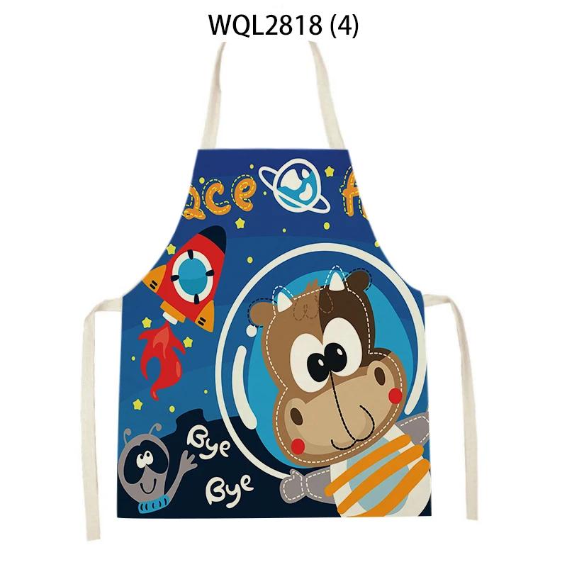 Cute Dog Cat Sheep Cattle Bear Animal Print Kitchen Aprons Women Men Linen Sleeveless Antifouling Apron Cooking Baking Waist Bib