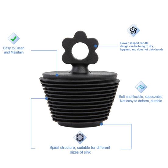 Silicone Bathtub Drain Stopper No Installation Bathroom Shower Tub Universal Water Stopper Spiral Bath Stopper