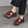 Handmade Flower Round Toe Flat Heel Shoes Genuine Leather Retro Women's Shoes