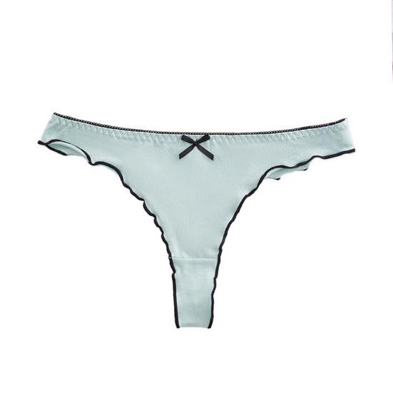 Women's Thong Seamless Low Rise Cotton Underwear Sexy Ruffle Hem Bikini Panties Ladies Breathable Briefs