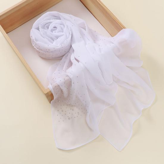 Lightweight Scarf Hot Drill Imitation Pearls Decor Headwrap Women Solid