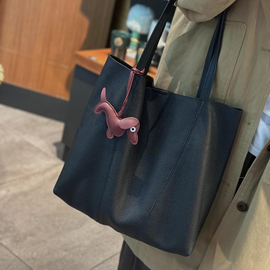 2025 Damen-Tragetasche aus echtem Leder - Lässig, Schlicht, Große Kapazität, Oberste Schicht Rindsleder, Einzelne Schulterhandtasche