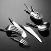 Juego de Cubiertos Occidentales de Acero Inoxidable 304 – Cuchillo, Tenedor, Cuchara, Mango con Cabeza de Cuchara Redonda de Perla.