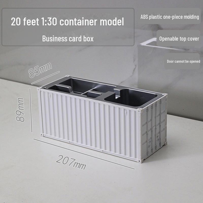 20ft Container Model Pen Holder & Business Card Box with Customizable Patterns/Text - Plastic Ornament