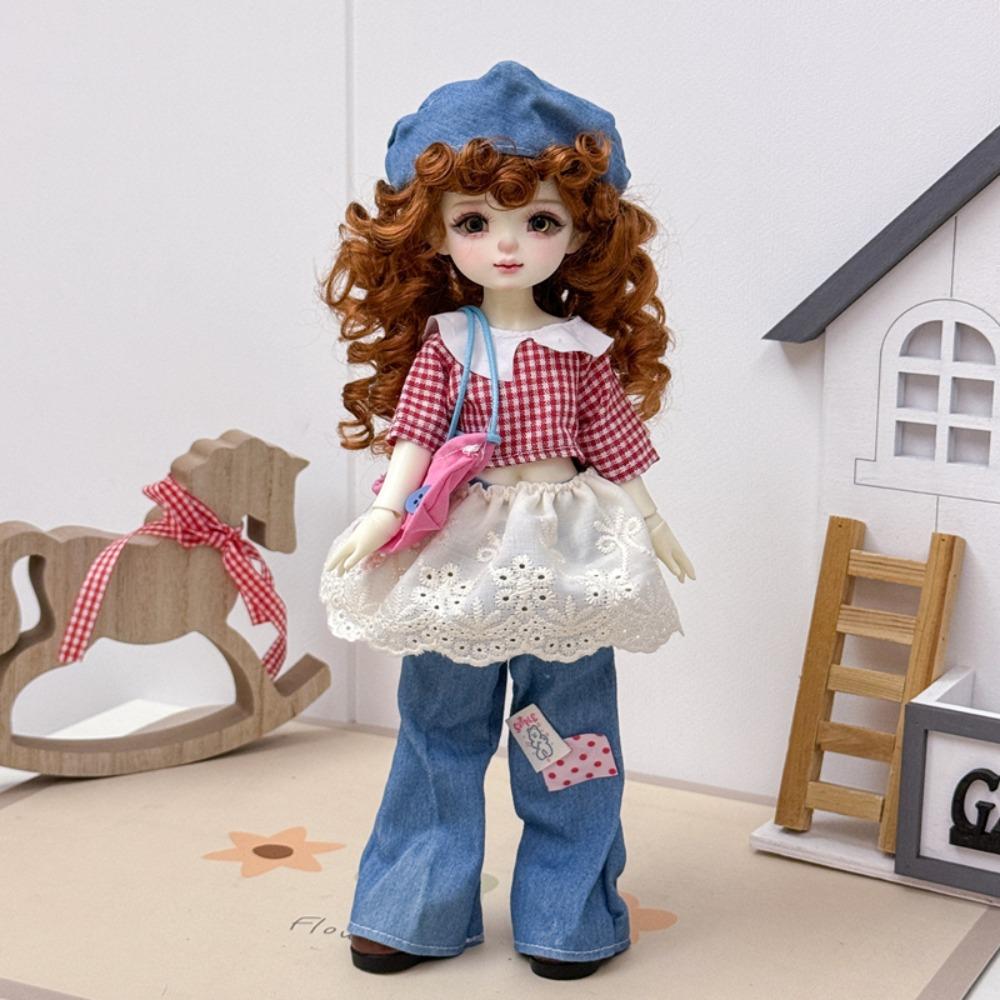 Cute Fashion 1/6 Bjd Doll Outfit With Hat Pretty 30Cm Doll Clothes Casual Set Casual Doll Dress Set Girls Toy Gifts