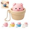 Portable Stress Reliever Potted Pig Clicker Toy with Bead Chain, Clicky Button Fidget Backpack Pendant for Relief, Finger Backpacks School Bags Decor
