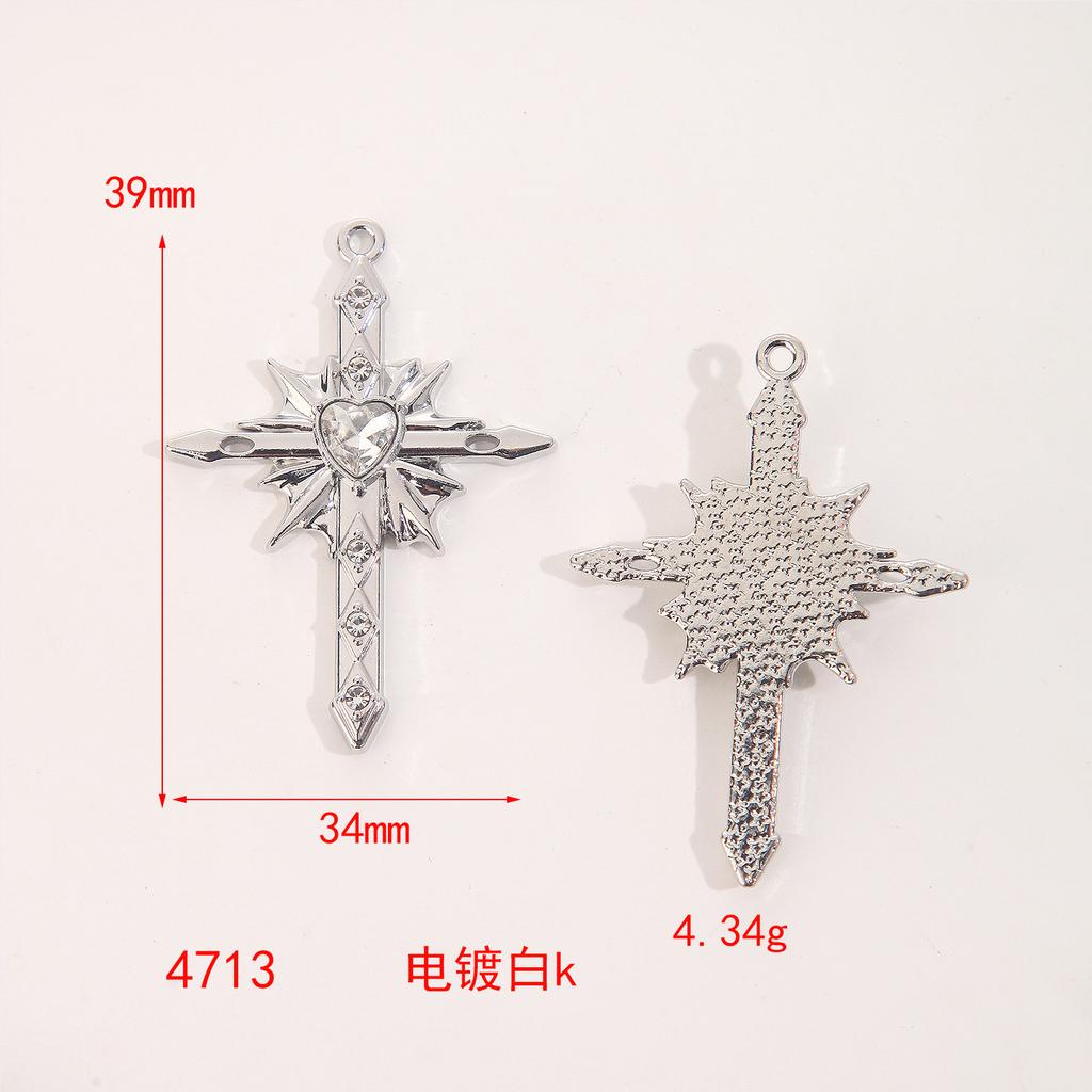 Love Starlight Inlaid Cross Crowe Heart Pendant Cool Spice Girl Diy Bracelet Necklace Ear Jewelry Material Accessories