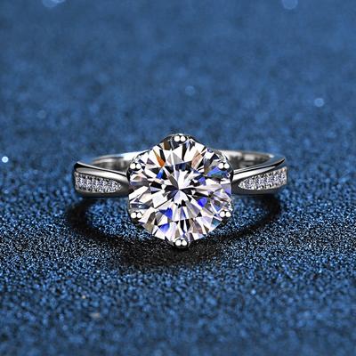 Real 3 Carat Moissanite Wedding Ring for Women Sterling Silver Round Brilliant Diamond Solitaire Engagement Rings Include Box