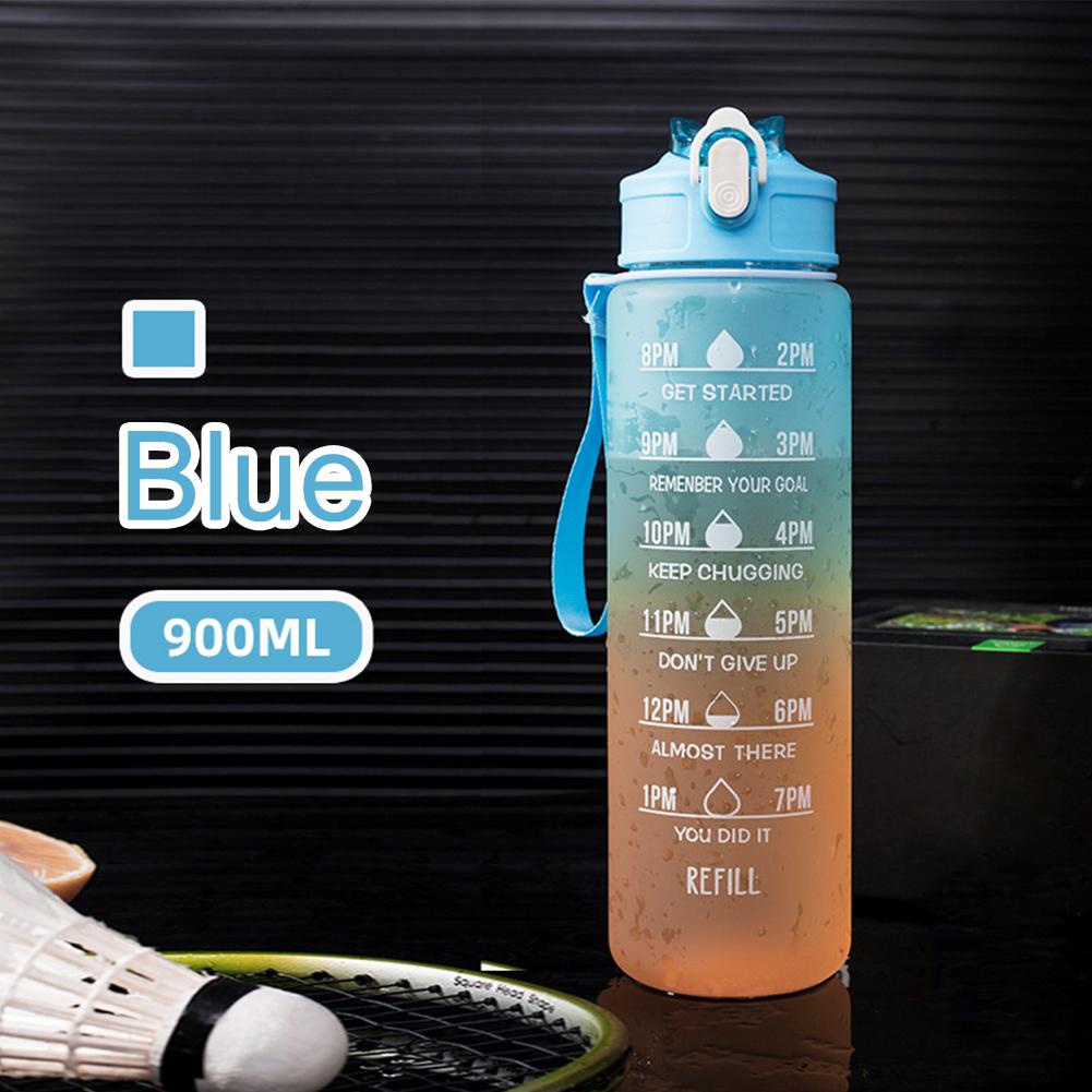 900ml Portable Sports Travel Gym Drinking Bottles Kettle with Handle One-button Unlocking Design Leak-Proof Frosted Water Bottle