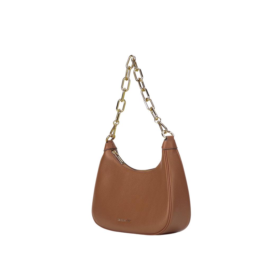 Michael Kors Cora Solid Logo Letter Chain Hardware Zipper Closure Leather Half Moon Handbag Shoulder Crossbody Bag Large Women Handbags 35S2G4CW3L-230