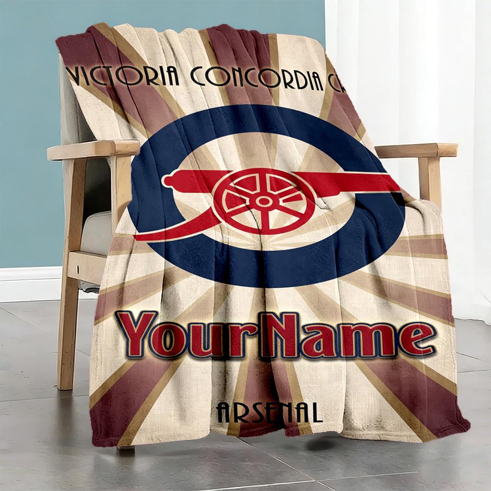 Arsenal Personalized Text Blanket Gift Customizable Blanket Warmthful Decor Perfect for Couch Bedding Seaside Chair Four Seasons Multipurpose