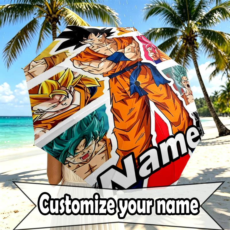 Custom Name Personalized Anime Print Umbrella, Auto Open Close, 8‑Rib Sturdy Frame, Commute Camping Hiking Use, Birthday Gift