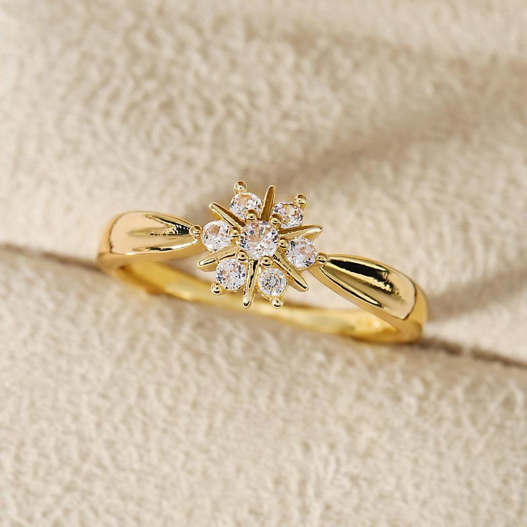 European and American Style Luxury Diamond Flower Ring