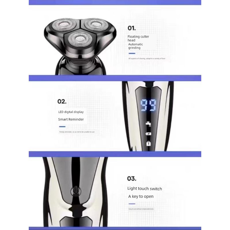 German Import Electric Shaver Rechargeable Multi-Function Shaver Floating Three Cutter Head Fully Washable Shaver