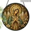 2D Flat ReligiousStained Glass Suncatcher, 6.3/7.87 Inch Religious Madonna Suncatcher, Pray Christmas Stained Glass Window Hanging Ornament