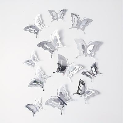 12 Stück 3D Geometrische Schmetterling Wandaufkleber - Modernes Design, Selbstklebend, Wiederverwendbar, Großartig für Heimdekoration, Partyhintergründe, Badezimmerwände usw.