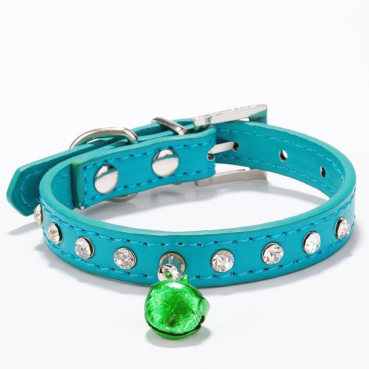 Pet collar Single row diamond bell PU leather Suitable for small and medium-sized dogs and cats Neck collar Pet collar