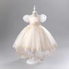 Girls' Formal Princess Festival Performance Wedding Dresses with Mesh and Trailing Fluff