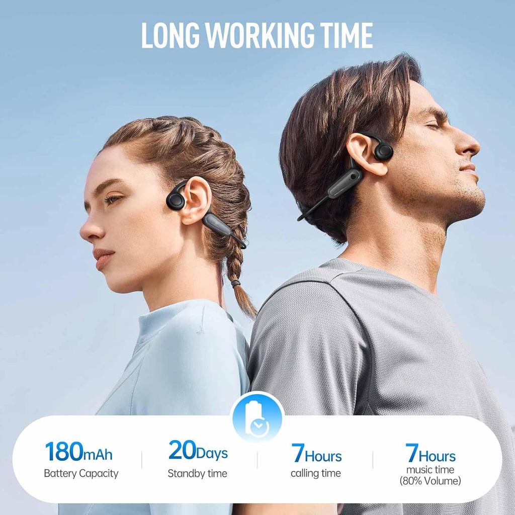 Bone Conduction Headphones, Type-C Bluetooth 5.4 Open Ear Wireless Earphones, IPX5 Waterproof Sports Headset for Gym, Running, Cycling, Hiking,