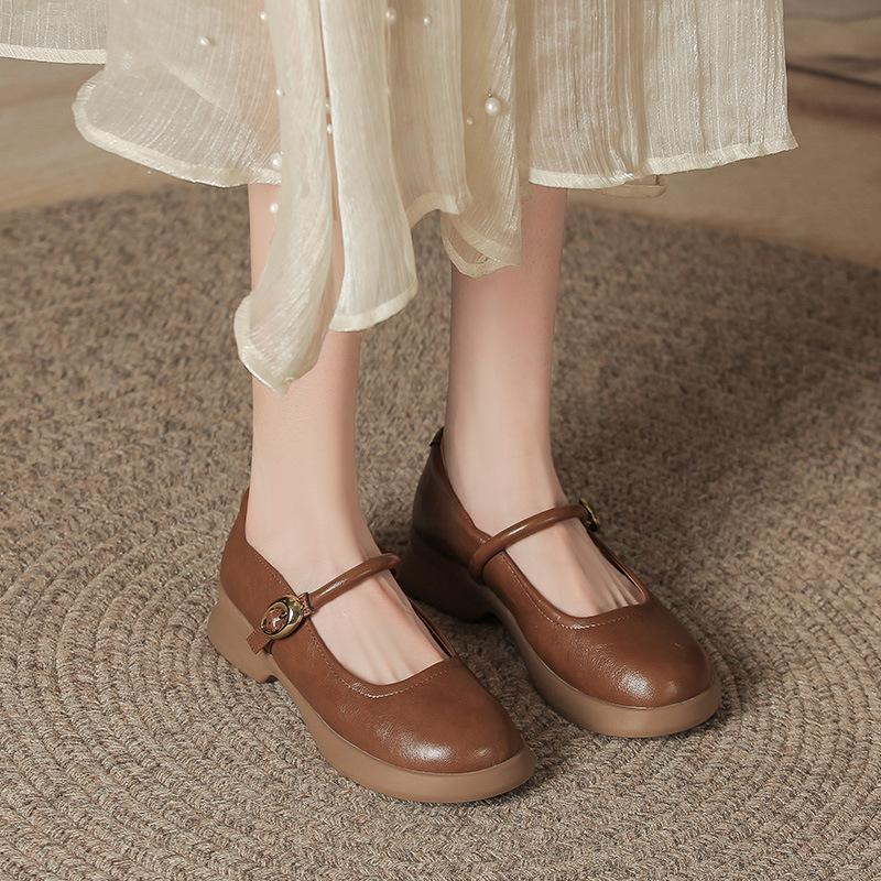 Genuine Leather Flat for Huizhou Women's Shoes Grape Mother Same Loafer Shoes Platform Versatile British Style Small Leather Shoes Women