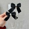 Elegant Pearl Bow Tassel Hair Clip Solid Velvet Hair Claw Children Princess Best Hairpins New Fashion Beauty Hair Accessories