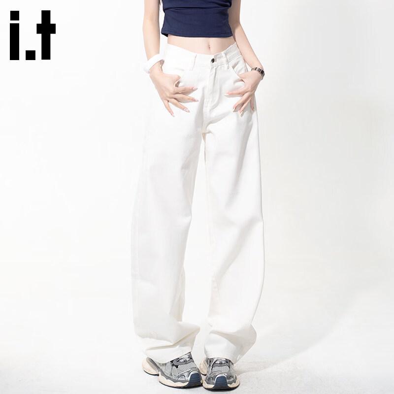 Women s Pure Cotton High-Waist Wide-Leg Denim Jeans L