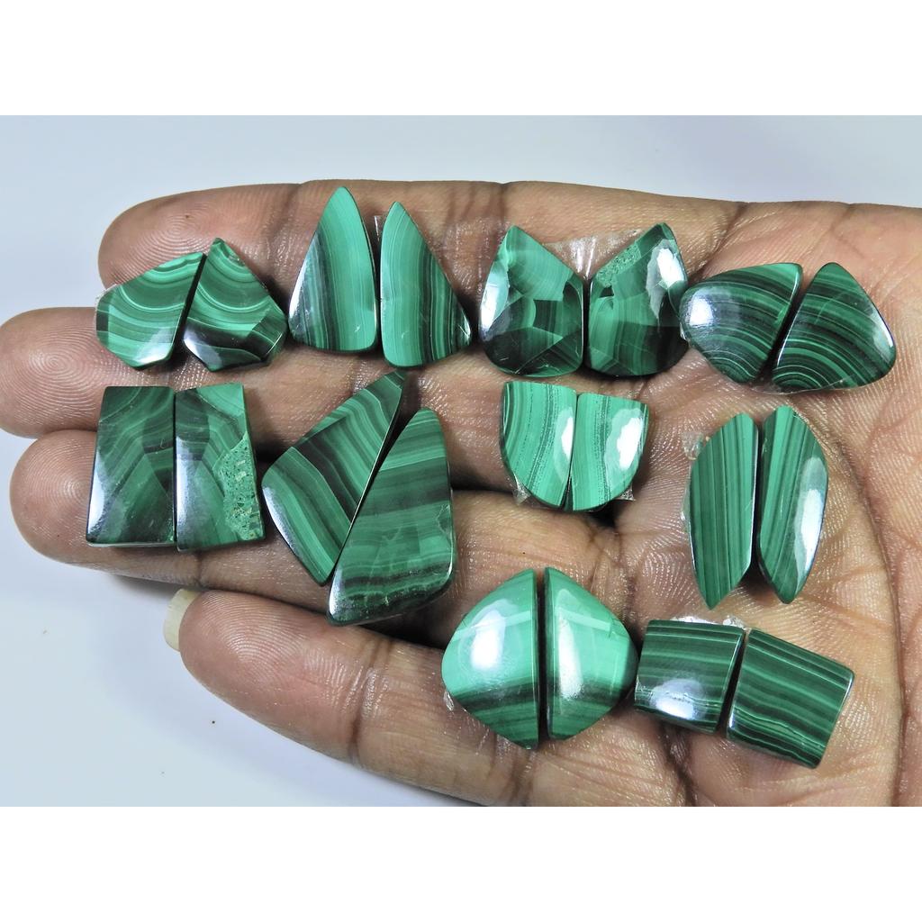 Natural Malachite Matched Pair Fancy Cabochon Loose Gemstone 10 Pair Lot C-863