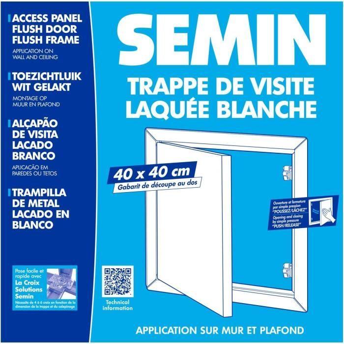 Inspeksjonsluke - Semin - 400 mm x 400 mm - Metallisk - Hvitlakkert - Innvendig